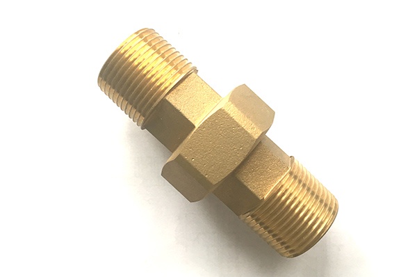 six angle double headed threaded copper joint