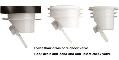 Toilet floor drain core check valve